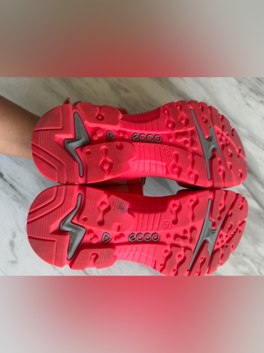 ECCO Womens Off-road Comfort Sport Sandals Red and Pink Velcro EUC 39 / 8-8.5 US - Picture 7 of 7